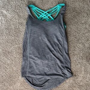 lululemon athletica Gray Tank with Teal Strappy Back